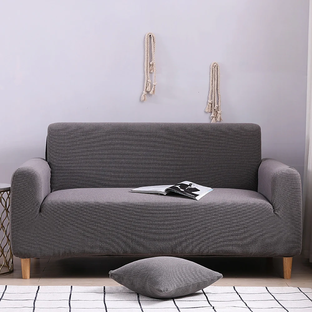 3 местный диван крышку секционный модный Durable High End гибкий Стрейчевые темно серый покрывало высокого