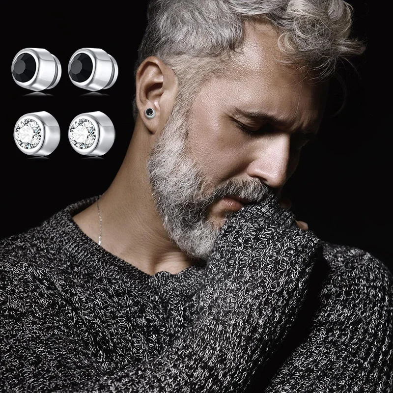 

CZ Stud Earring ,Crystal Rhinestone Stud Fake Non-Pierced Earrings for Man Jewelry