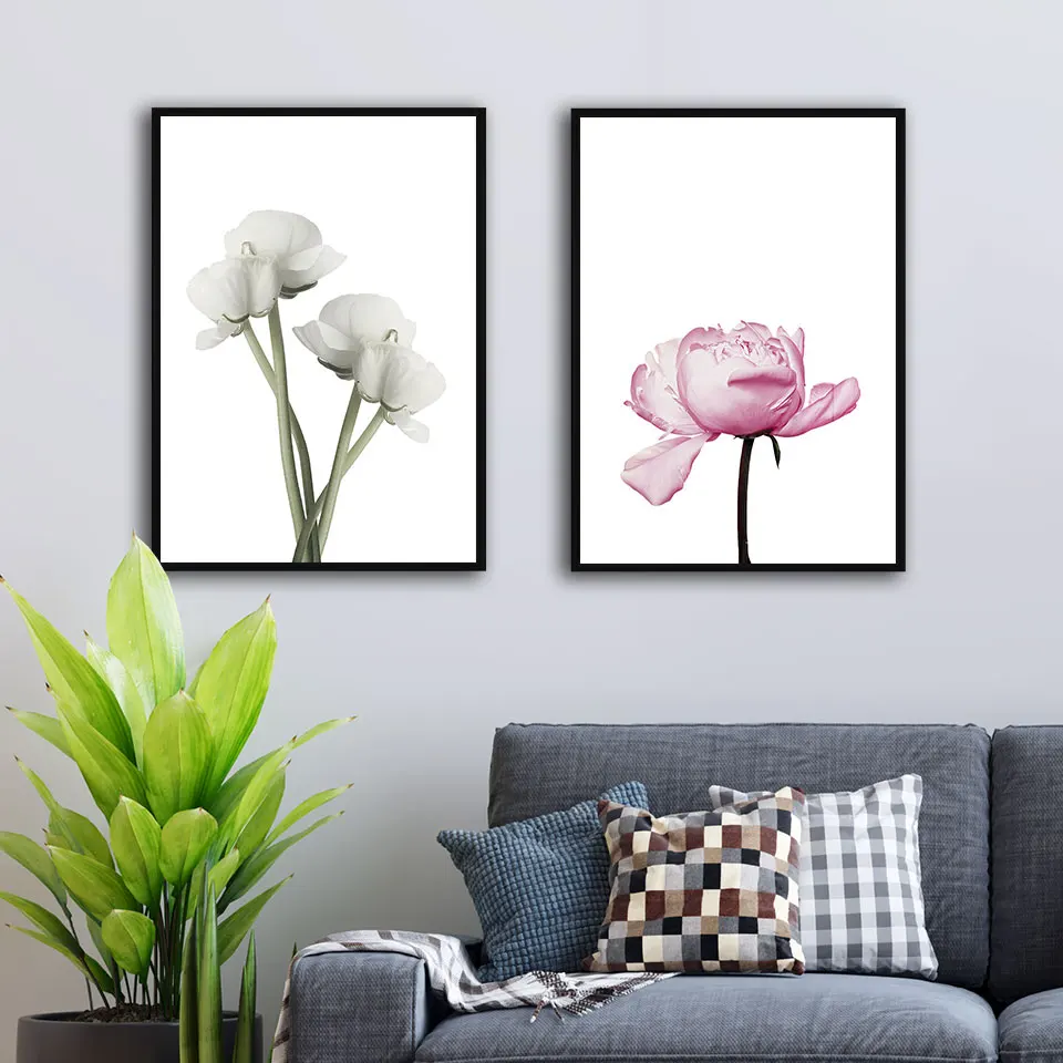 Плакат с цветами розовая роза холст картина настенная Орхидея Художественная