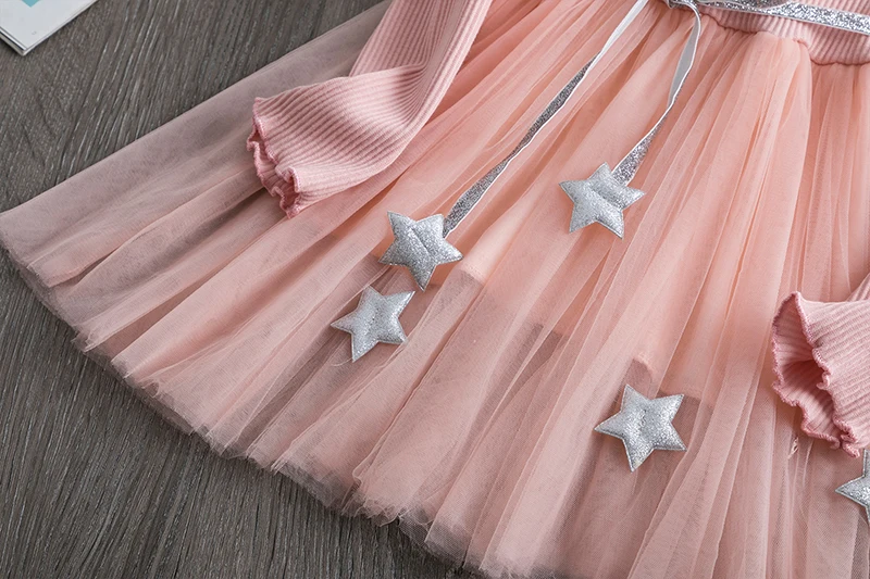 Детские платья для маленьких девочек вечерние с длинными рукавами и поясом