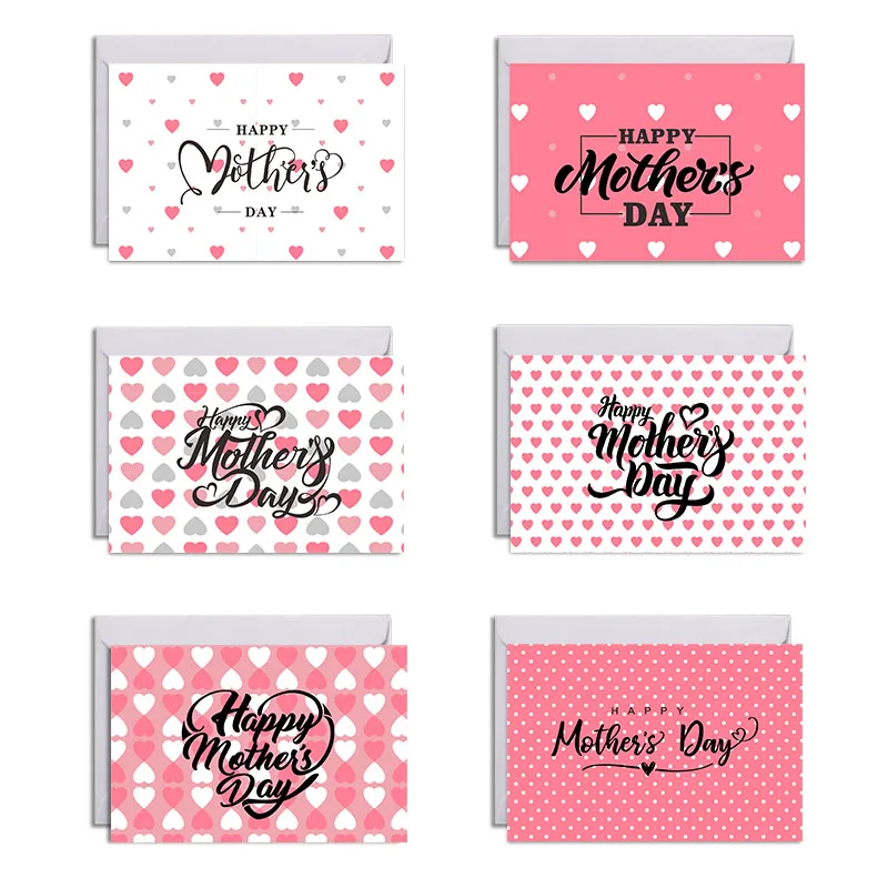 

6Sets/Pack Mother's Day Assorted Greeting Cards With Envelopes And Stickers Folding Cards Blank Inside Greeting Cards For Mom