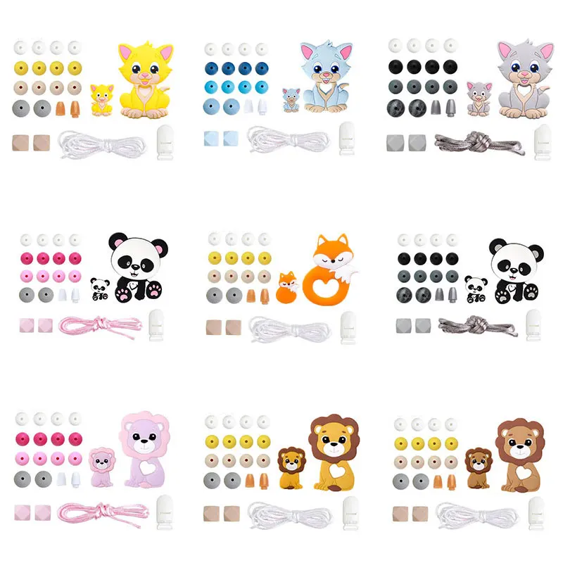 1 Set Silicone Beads Teething Rodent Food Grade BPA Free Fox Rabbit DIY Accessories Pacifier Chain Clips Infant Necklace | Игрушки и