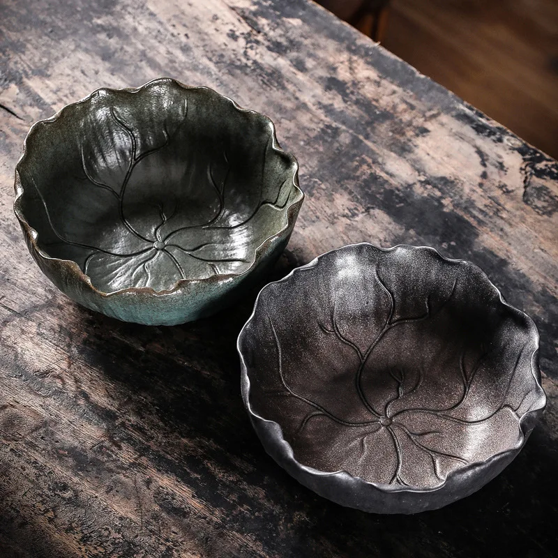 

Японская позолоченная железная глазурованная мойка в форме листьев лотоса Большая керамическая чашка для мытья чая осадка для чайной чашк...