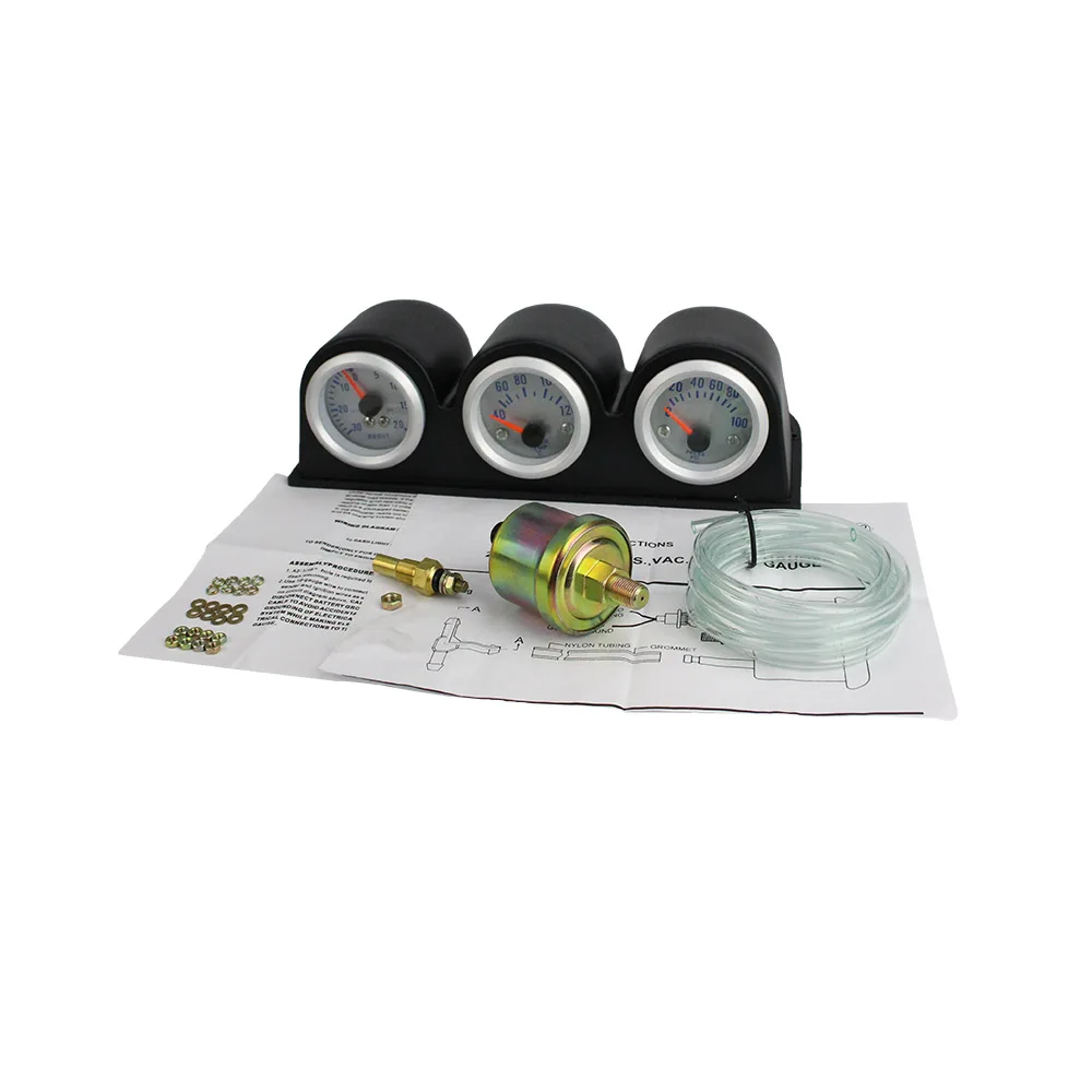 

2'' 52MM Triple gauge kit Turbo boost Water Temperature Oil Pressure Gauge Car meter