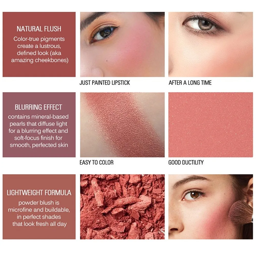 4 цвета румяна для макияжа натуральный Сияющий порошок Длительное Действие