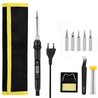 Паяльник Электрический, 2021, 80 Вт, цифровой, с регулируемой температурой, ЖК-дисплеем, с наконечниками для пайки, инструменты для ремонта сварки