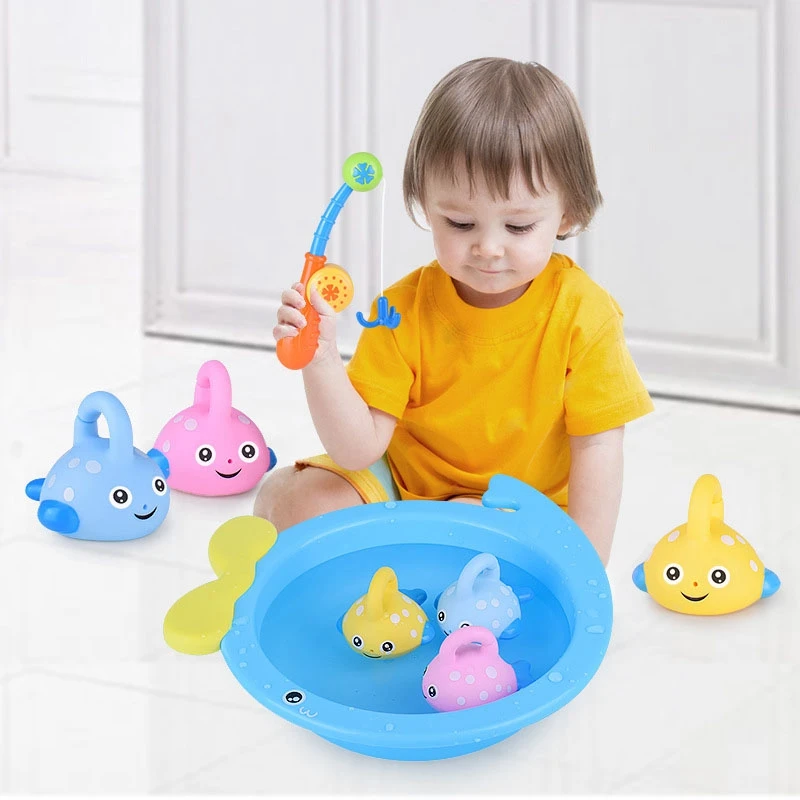 

5Pcs Bathtub Toys Fish Game Fishing Toys Children Water Play Squeeze Water Spray Animal Baby Basin Toy Baby Washbasin