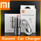 Автомобильное зарядное устройство Xiaomi, оригинальное быстрое зарядное устройство QC 3,0 5 В3A 9 В2A 12 ВA, зарядное устройство с двумя USB-портами, 2A, кабель Type C для IPhone, Xiaomi