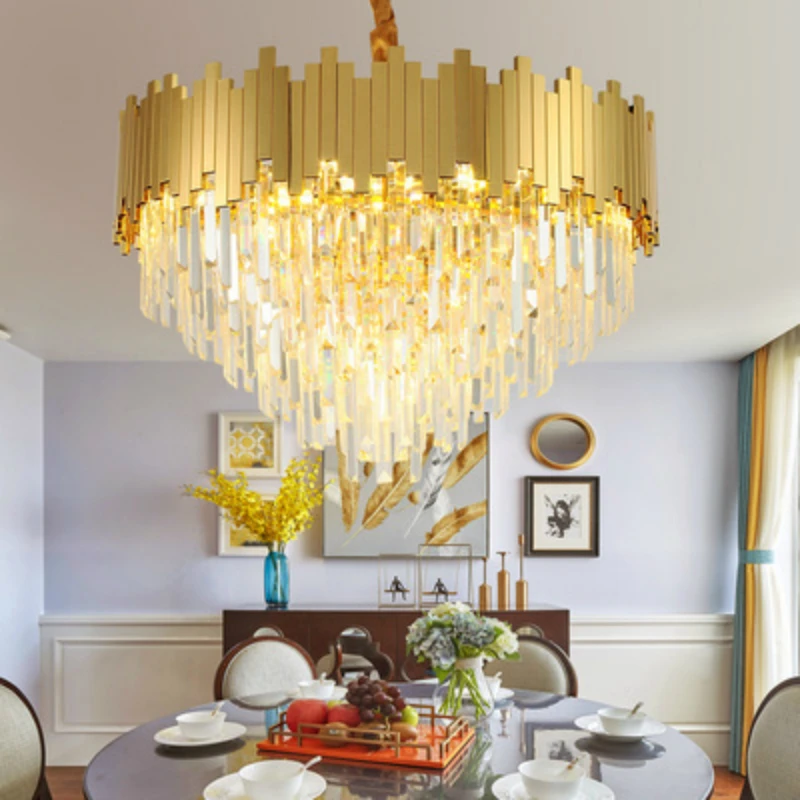Современная хрустальная люстра для гостиной Роскошная золотая круглая из