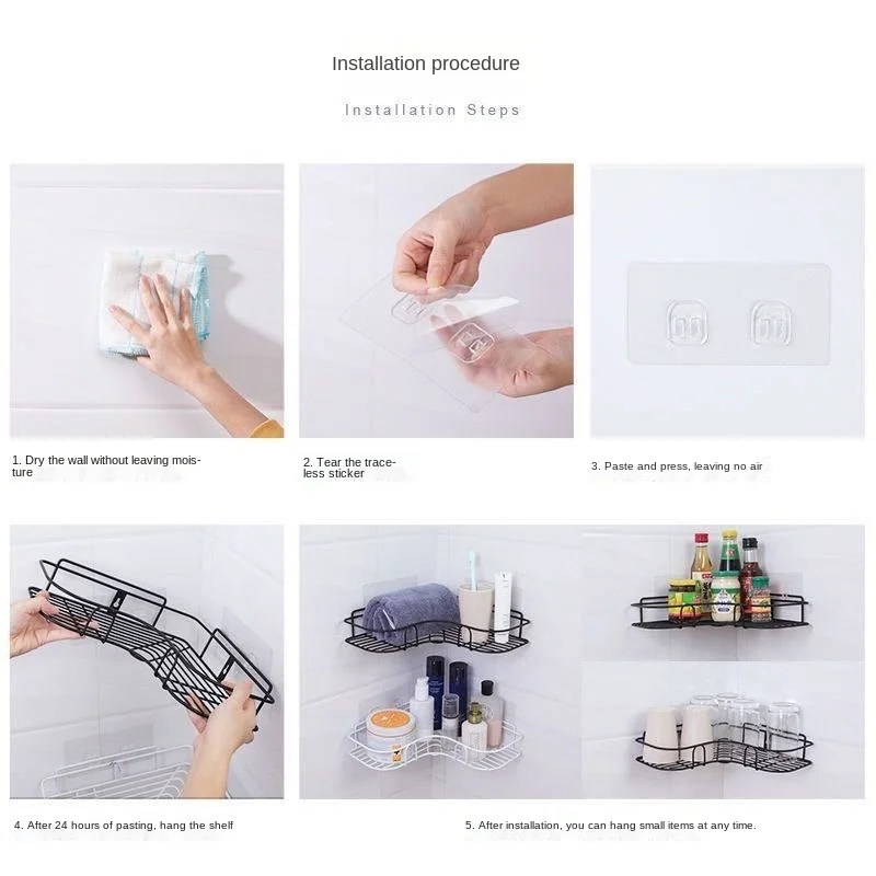 

Kitchen Fitted Shelf Home Storage Rack Stainless Steel Punch-Free Firm Shower Bathroom Accessories Wall Storage Organizer Rack