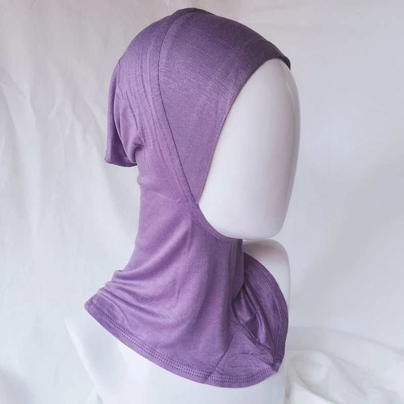 violet inner jersey Цельный однотонный Малайзийский атласный Шелковый Хиджаб Блестящий хиджаб шарф ислам шаль головные обертывания мягкий шелковый длинный мусульманский хиджаб - Цвет: violet inner jersey