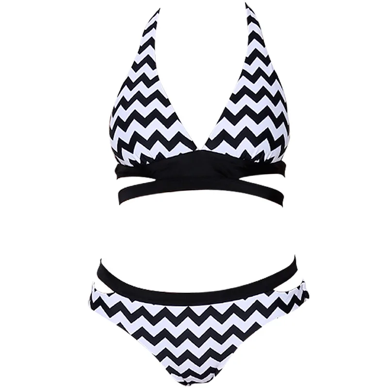 Women Bandage high waist Bikini Push-up Padded Bra Swimsuit Bathing push up Suit two piece Set Swimwear Plaid Swim beach dress
