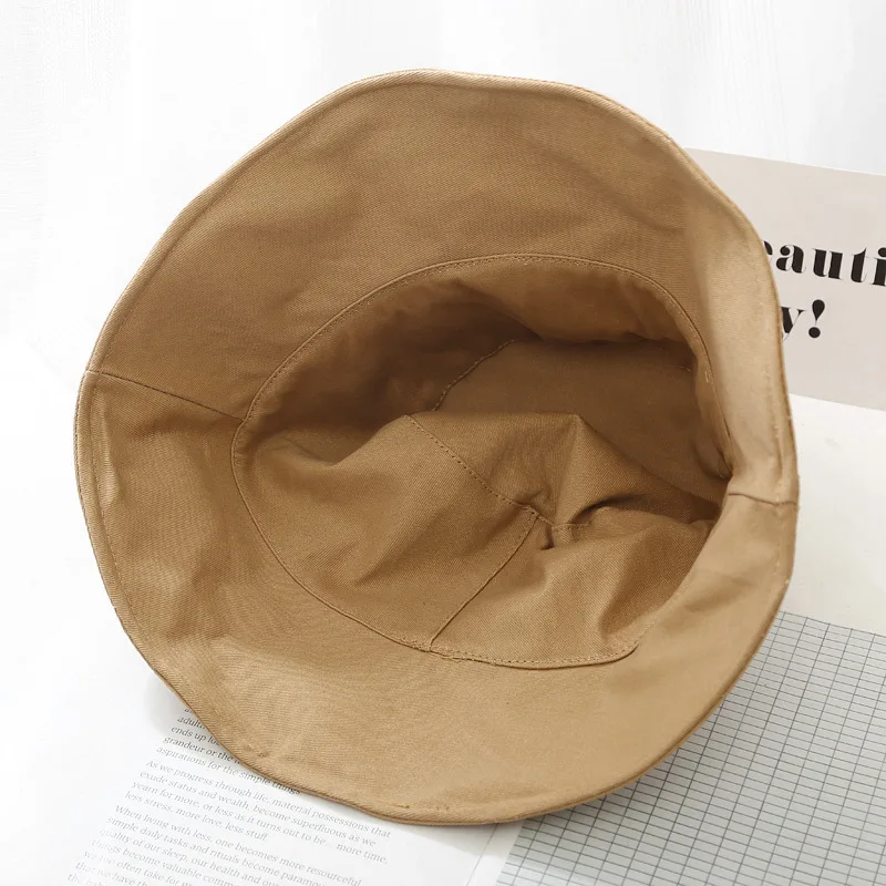

LVYI 048 Women holiday beach sun cap Floppy large brim fisherman hat Panama Adult cotton bucket hat Embroidery Sunscreen cap
