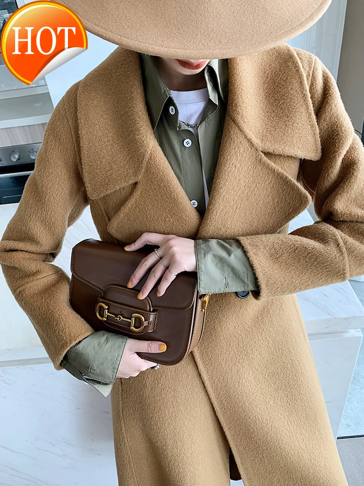 

double-sided Alpaca cashmere cashmere coat Women's Mid-length over-knee slim high-end thickened woolen coat