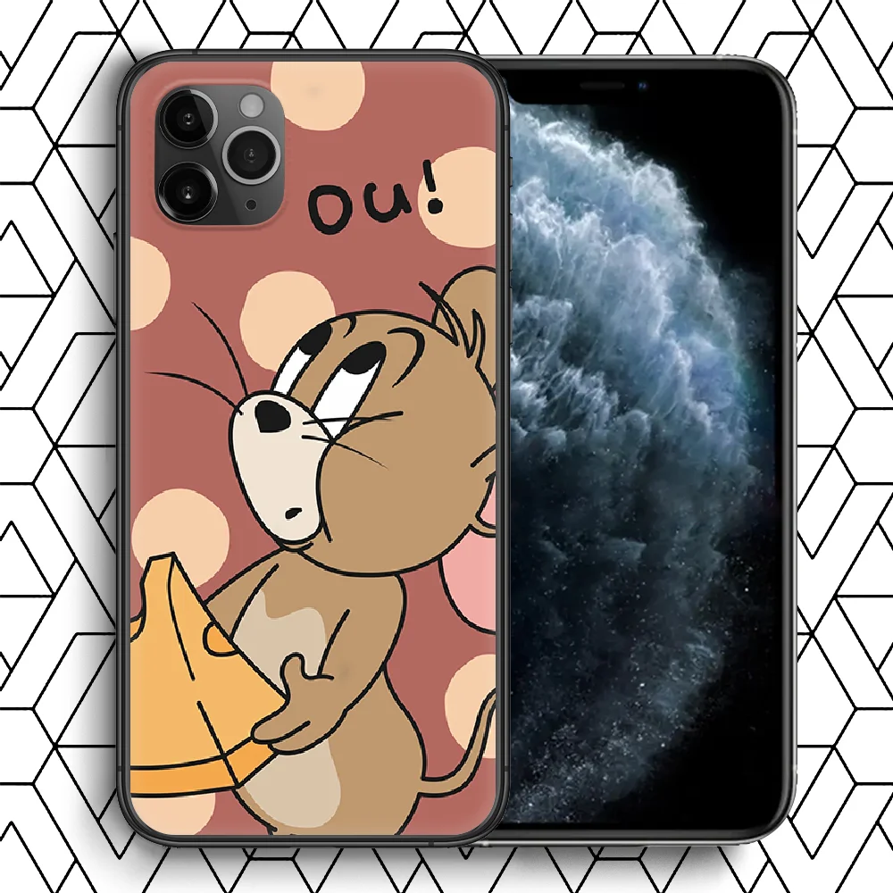 

Cat And Mouse Tom Jerry Phone Case For Iphone 4 4s 5 5S SE 5C 6 6S 7 8 Plus X XS XR 11 12 Mini Pro Max 2020 black Hoesjes Trend