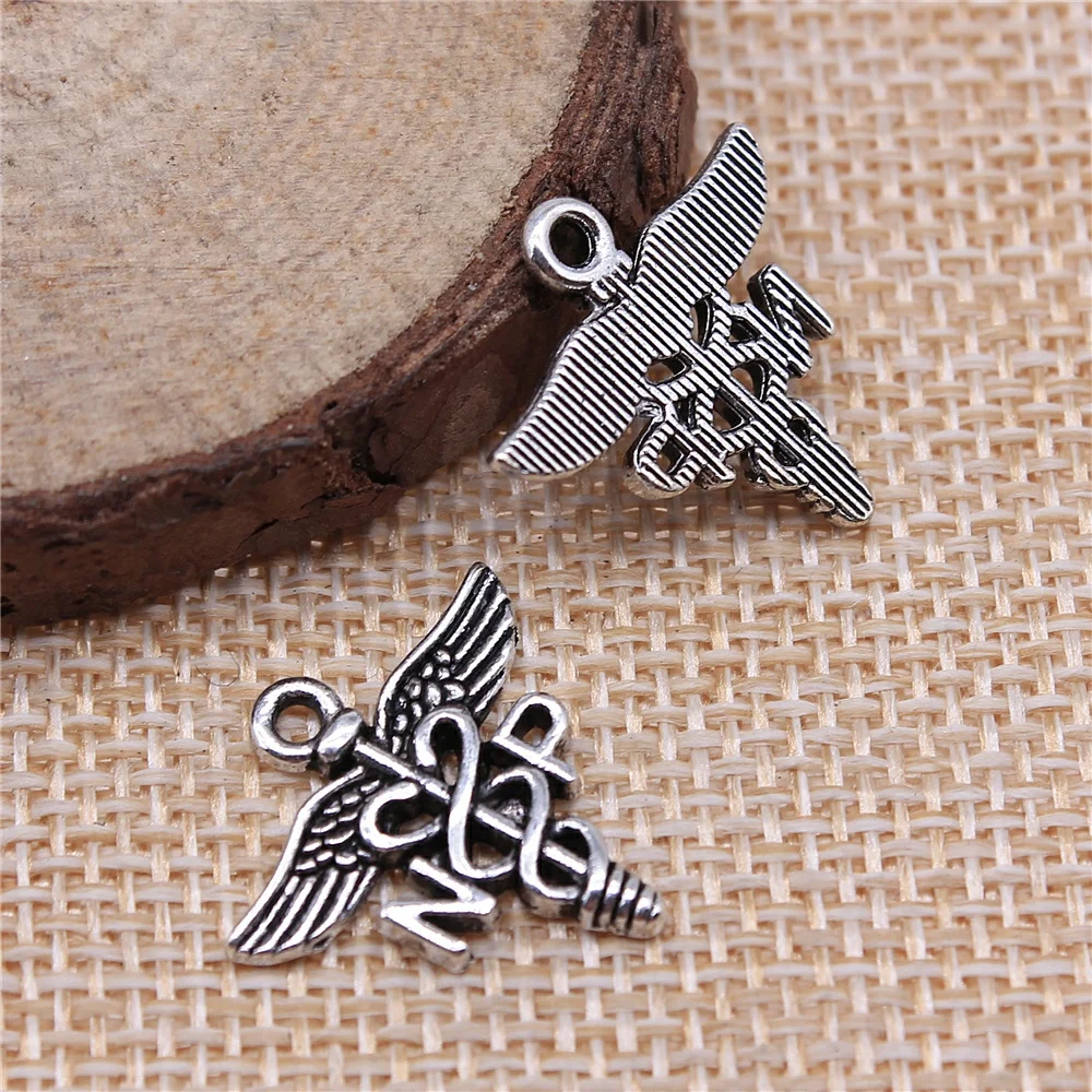 46pcs 20x19mm antique silver NP cane medical symbol charms diy retro jewelry fit Earring keychain hair card pendant