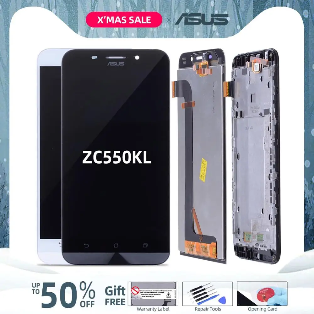 Дисплей для ASUS Zenfone Max ZC550KL LCD в сборе с тачскрином на рамке черный белый