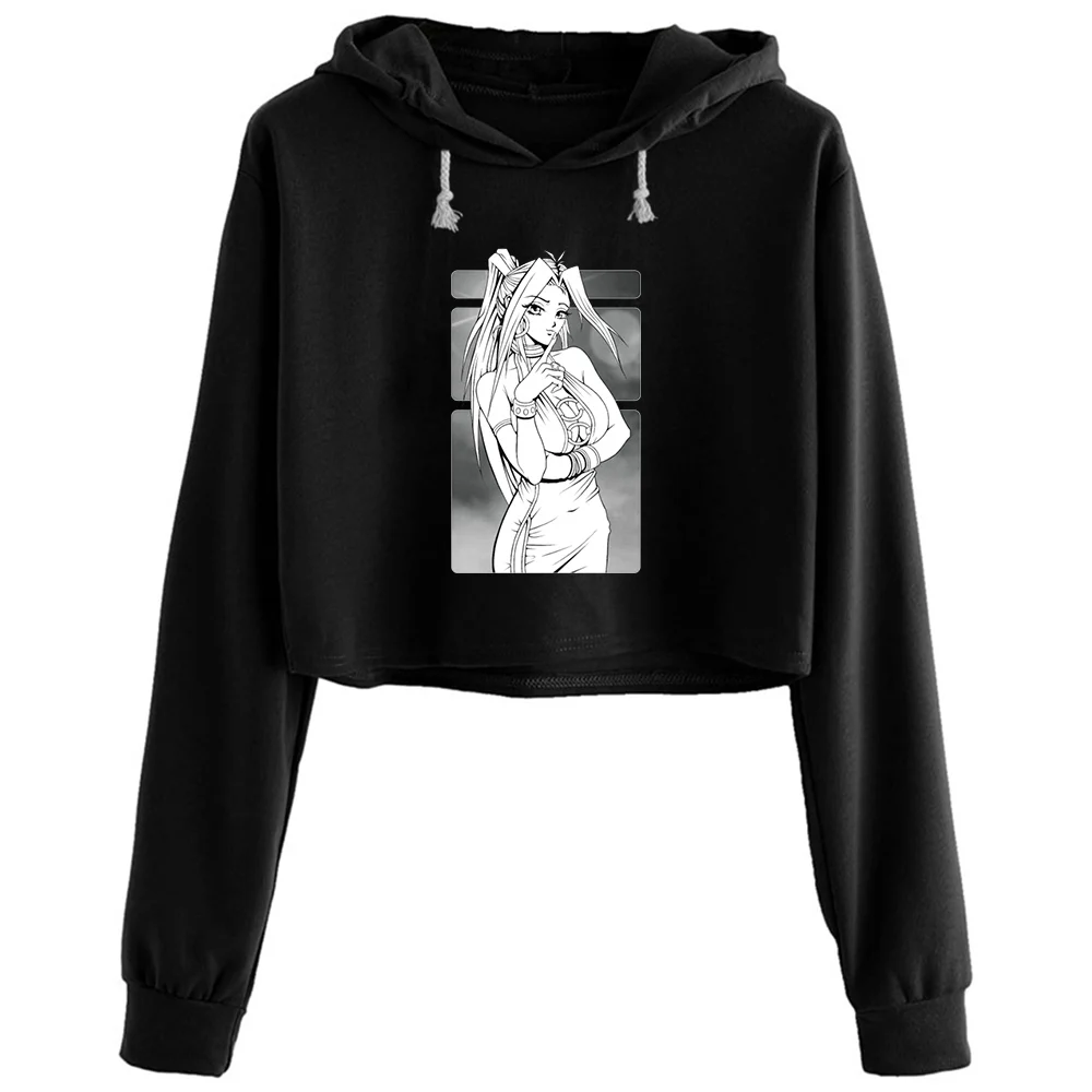 

Japanese Manga Girl Crop Hoodies Women Goth Grunge Harajuku Anime Pullover For Girls