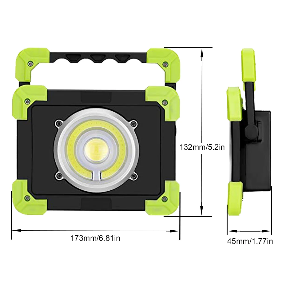 저렴한 USB 충전 휴대용 LED 작업 조명 방수 USB 충전식 LED 손전등 20W COB Led 홍수 빛 스포트 라이트 야외