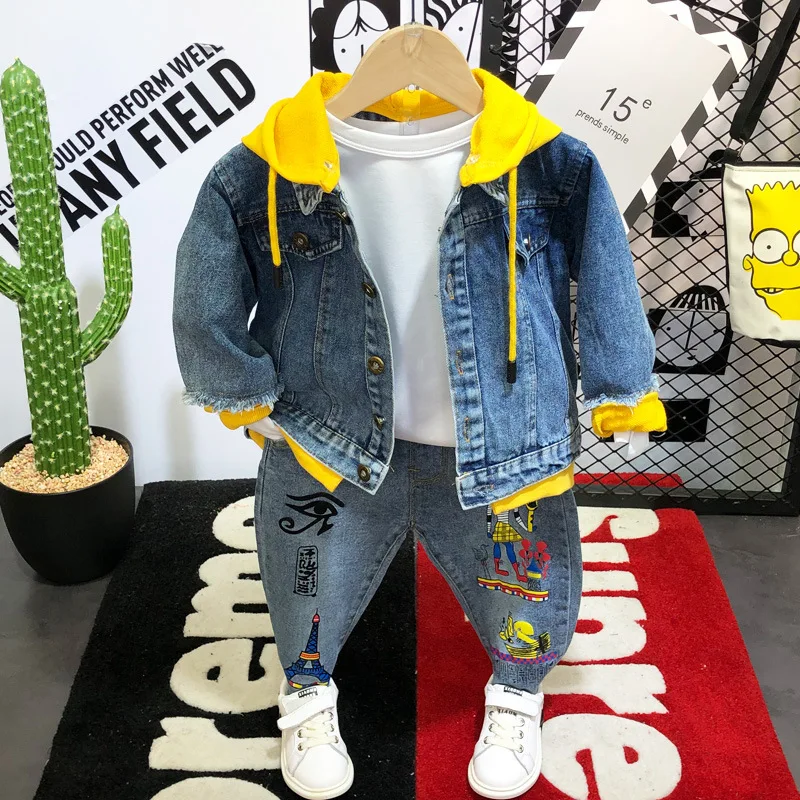 Спортивные костюмы для мальчиков модная детская одежда джинсовые куртки