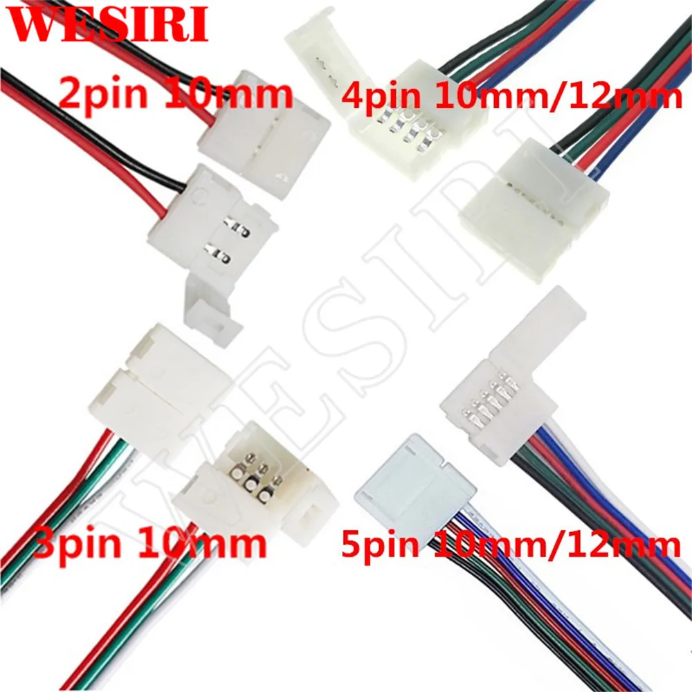 10 100 шт. 2pin 3pin 4pin 5pin 8 мм/10 мм/12 мм светодиодный PCB разъем адаптера для 3528 5050 WS2811 WS2812B