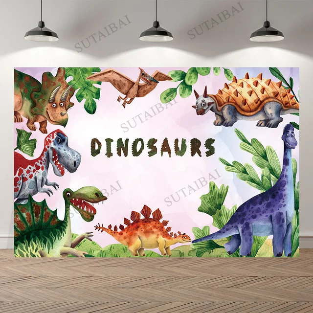 

Dinosaur Party Backdrops Photography Jungle Safari Forest Wild Baby Shower Birthday Party Decor Photo Background Photo Studio