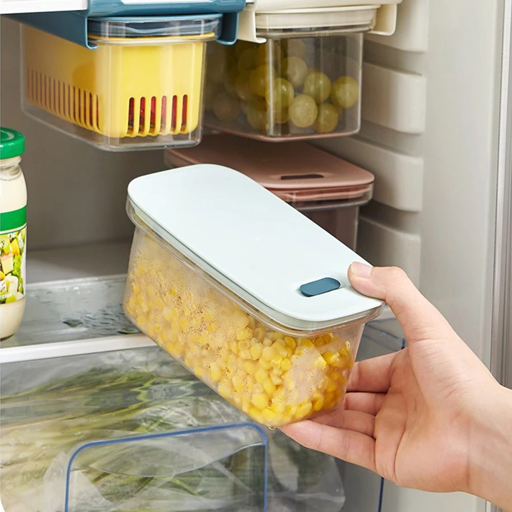 

Food Storage Container Retractable Drawer Organizer with Lids Fridge Food Fresh Keeping Container for Fruit Vegetable Meat