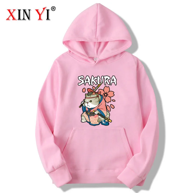 

XIN YI Fashion Brand Fleece Men's Hoodies Casual Funny personality cat print Anime Male Hoodies Sweatshirts Tops hoodies men