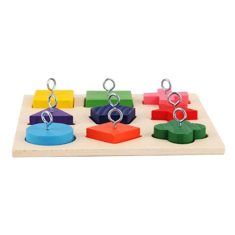 

Pet Educational Toys Birds Parrot Interactive Training Colorful Wooden Block P15D