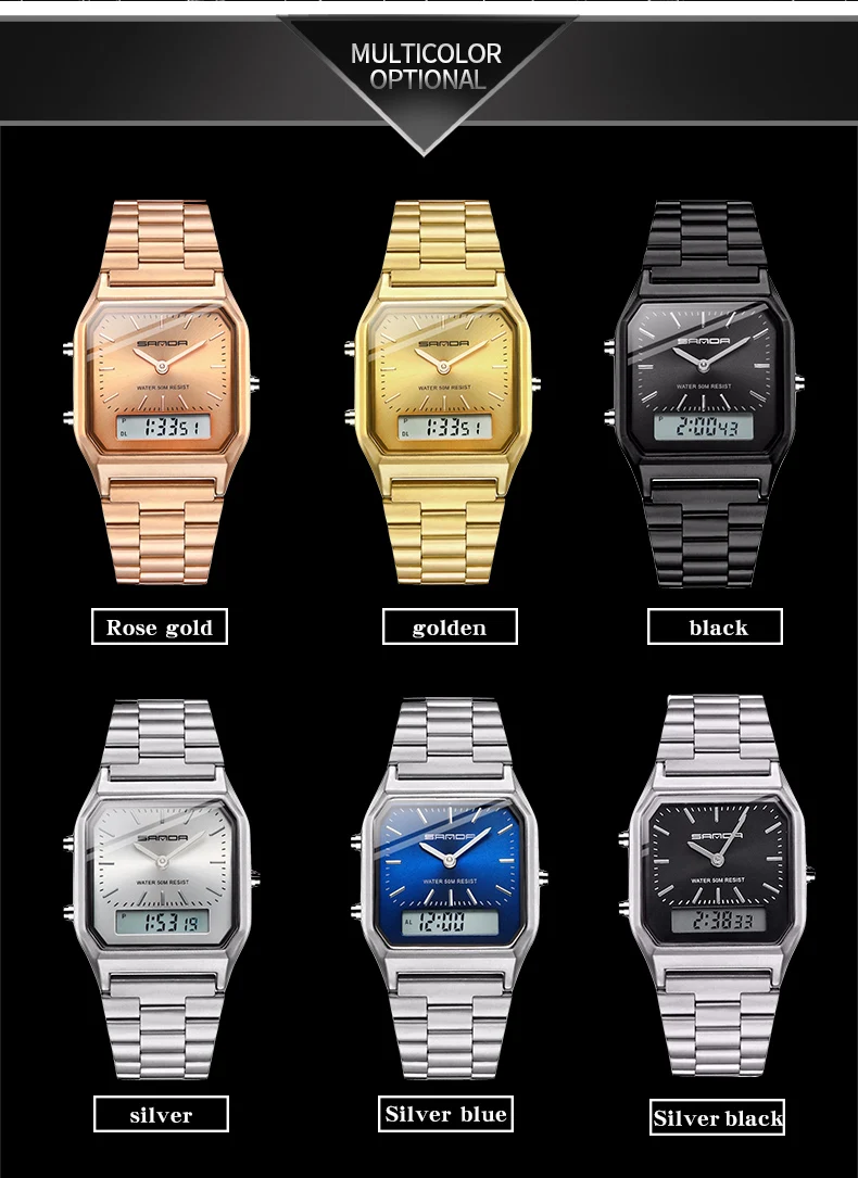 SANDA Military Sports Watches Waterproof Mens Watches Top Brand Luxury Clock Electronic LED Digital Watch Men Relogio Masculino