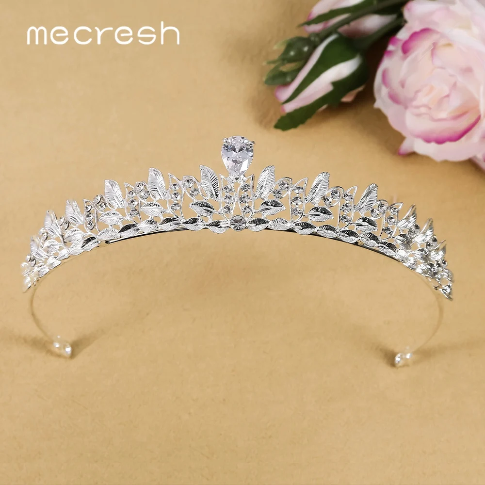 Mecresh листья циркона короны невесты тиары Кристалл Quinceanera для конкурса
