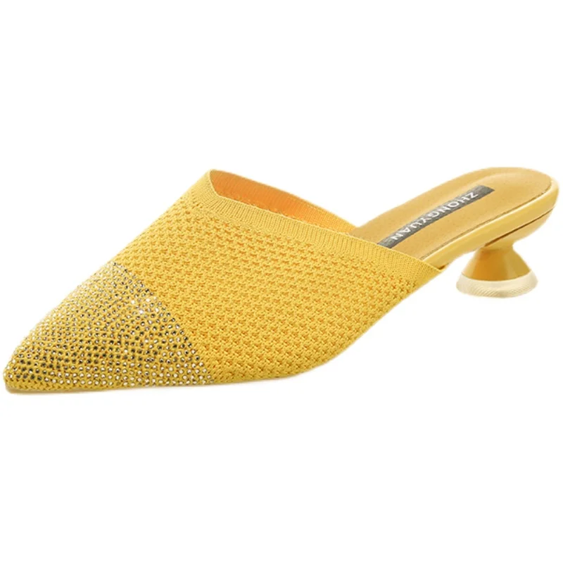 

Shoes Thin Heels Ladies' Slippers Cover Toe Low Square heel Luxury Slides Block Soft Pointed Designer Fashion PU Bonded Leather