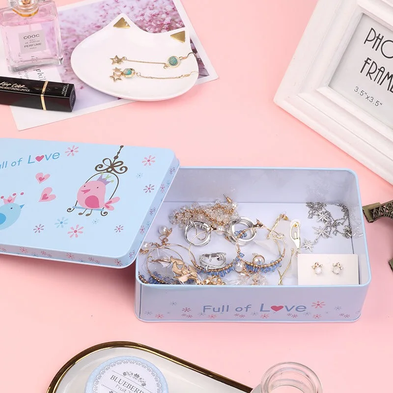 Прямоугольная жестяная коробка для печенья ручной работы с мультяшными