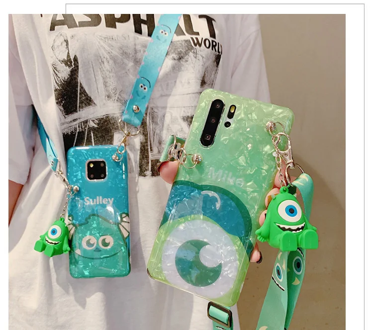 Чехол Sam S10 Coach style Monsters, милый мягкий чехол Sullivan для samsung S10 S9 S8 plus note8 note9, чехол+ игрушка+ длинный ремень
