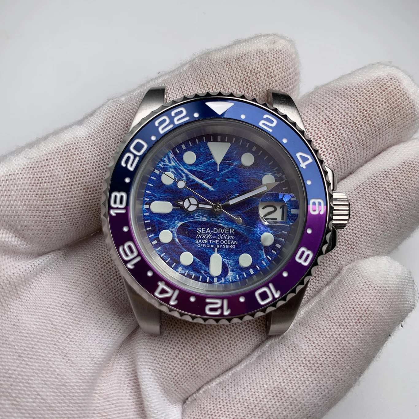 

NH35 Movement Watchcase Mechanical 40mm Automatic Luminous Sapphire Crystal Stainless Steel Men's Watch MOD Flash Star Creative