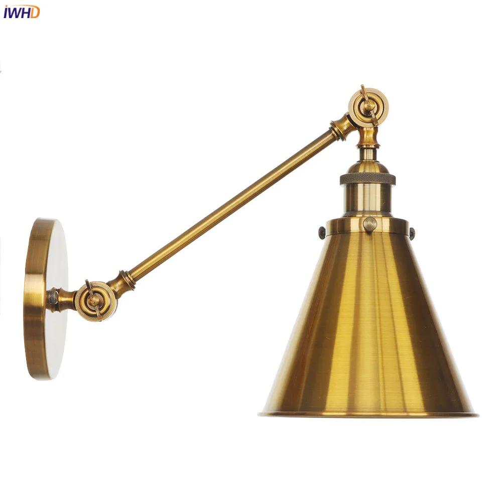 Настенный светильник IWHD Wandlamp в античном стиле Эдисона регулируемый золотистый