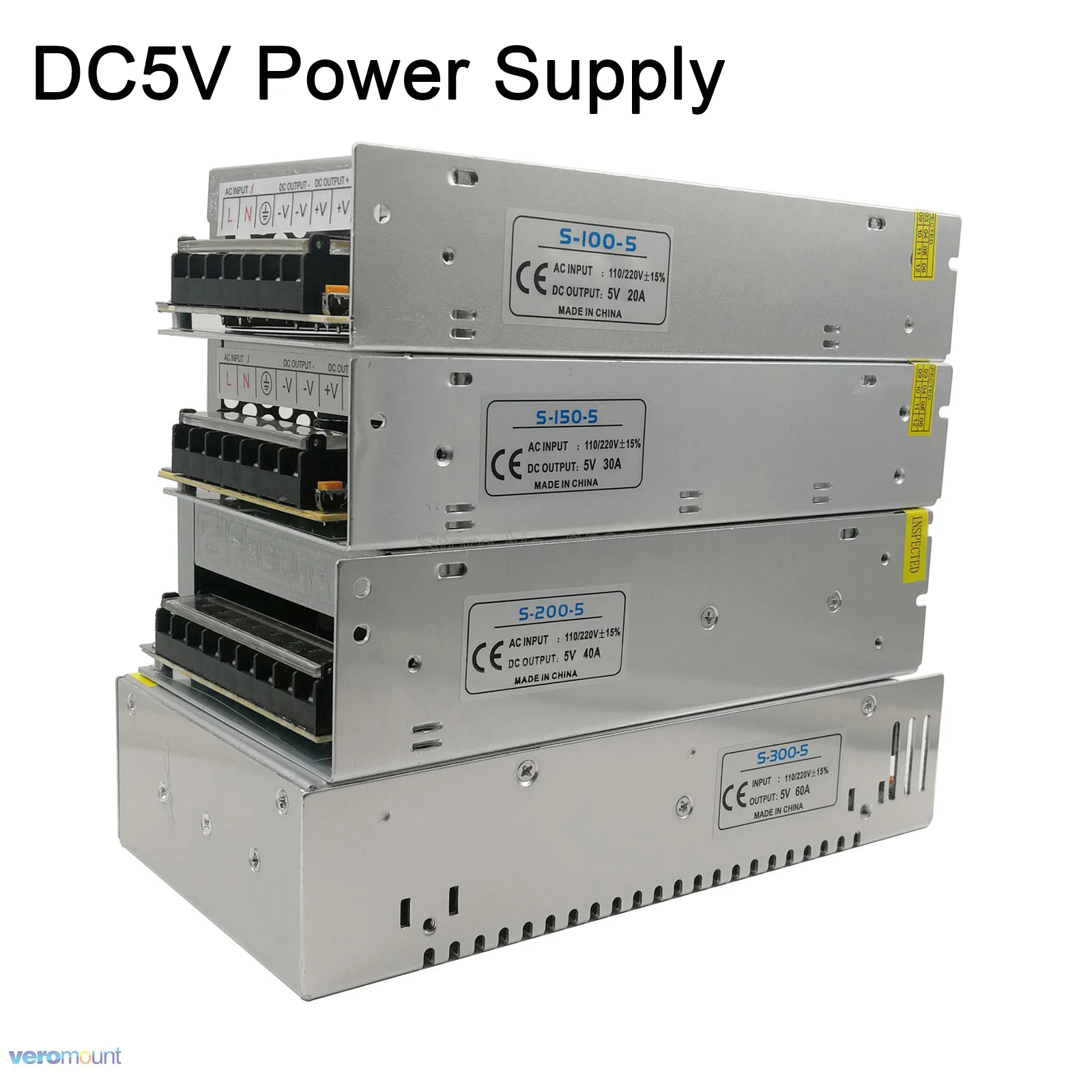 DC 5V 5A 10A 20A 30A 40A 60A светодиодный выключатель питания 30W 50W 100W 150W 200W импульсный источник питания AC к DC5V преобразователь