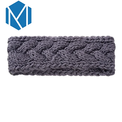 Style 3 gray M MISM, модная женская широкая вязаная крючком, ручная работа, тюрбан, зимние теплые уши, вязанная повязка на голову, одноцветная повязка на голову, аксессуары для волос - Цвет: Style 3 gray