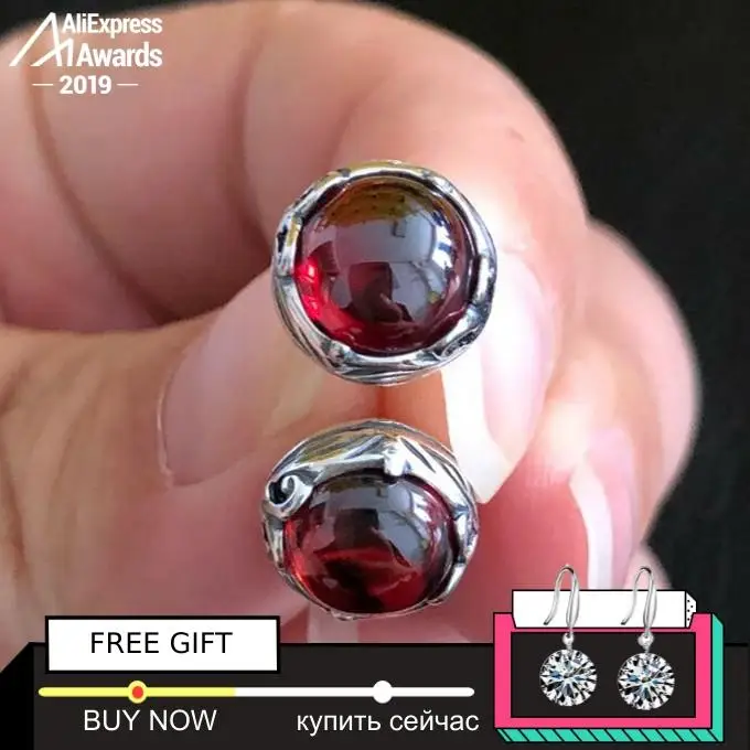Не поддельные S925 ювелирные изделия серьги 925 пробы серебряные женские серьги-гвоздики ручной работы красный рубин гранат Изысканная яшма