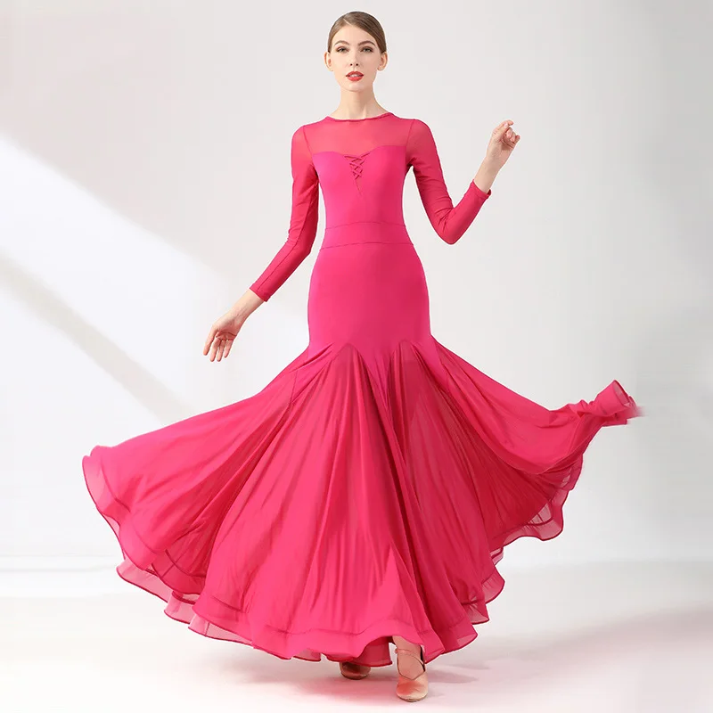 

Modern Dance Dress Long Sleeve Ballroom Dance Costume National Standard Dance Dress Waltz Dress Performance Clothing For Women