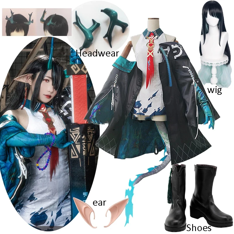 Game Arknights Dusk RHODE ISLAND Game Suit Gorgeous Dress Uniform Boots Cosplay Costume Halloween Party Wig shoes