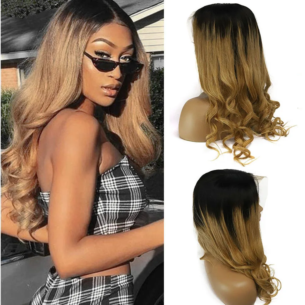 

Ombre Brown 13x4 Free Part Lace Front Human Hair Wigs 150% Density Straight Gluless Frontal Middle Part Lace Wig For Black Women