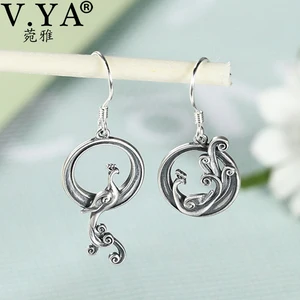 Женские Асимметричные висячие серьги V.YA, Винтажные серьги-подвески из стерлингового серебра 925 пробы в этническом стиле