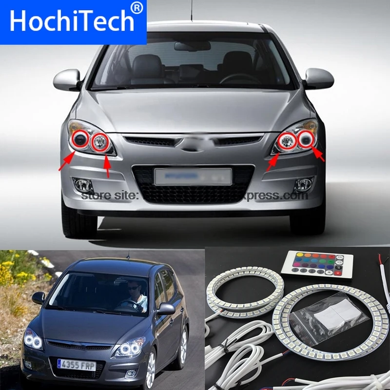 

HochiTech RGB Multi-Color LED Angel Eyes Halo Rings kit super brightness car styling for Hyundai i30 2008 2009 2010 2011