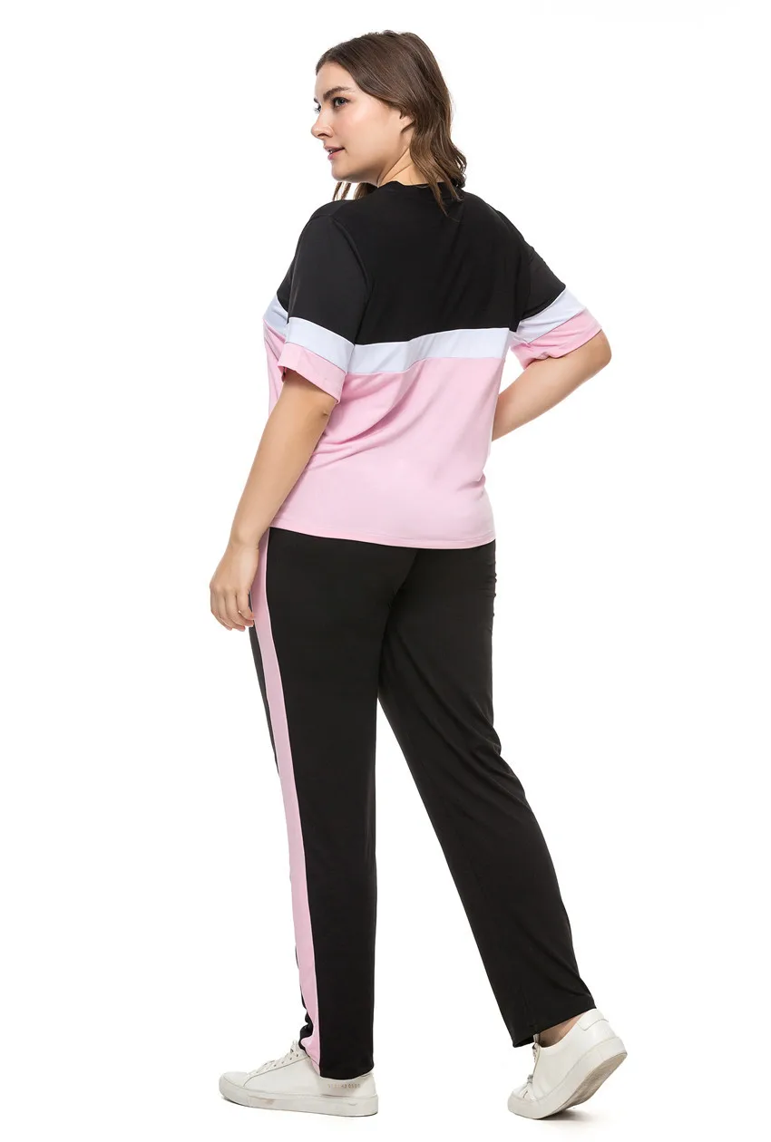 Новинка 2020 Женский размера плюс 6XL комплект из 2 предметов спортивный костюм с