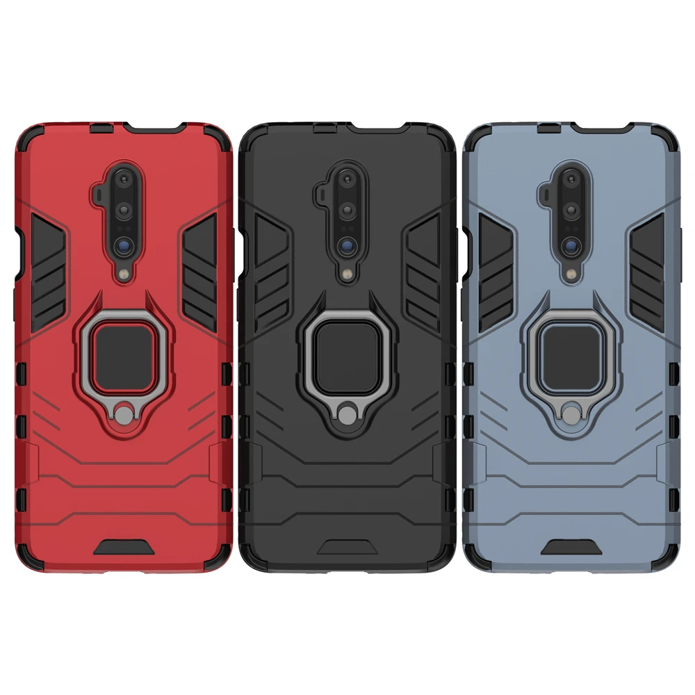 Ring Holder Armor Phone Case For Oneplus 7T Pro Soft TPU Border Hard PC Cover On 7 6T Car Magnetic Shockproof Coque Fundas |