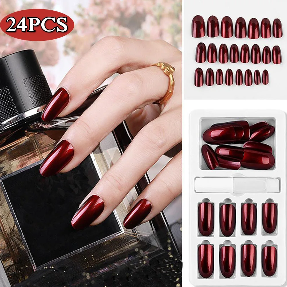 24 шт. съемные накладные ногти в виде кошачьих глаз с полным покрытием и смешанным