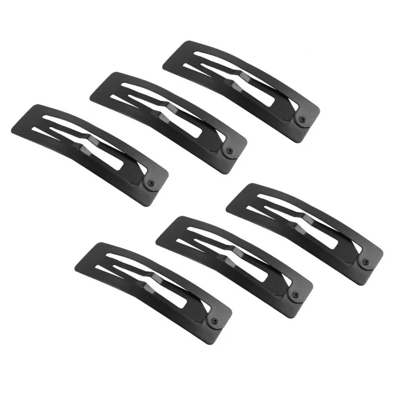 

Ladies Black Metal Rectangular Bow Prong Snap Hair Clip Hairpin 3 Pairs