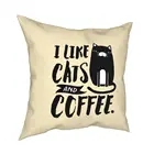 Мне нравится Кот и Кофе подушка чехол s полиэстер Номер черного цвета с капюшоном Китти Кэт Lover чехол для подушки с изображением животных Прохладный Декор Подушка Чехол 40*40 см