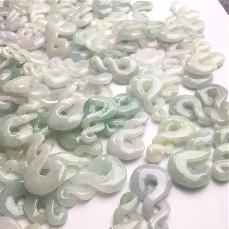 Крученый натуральный зеленый нефрит класса А тип ледяной Бирма кулон бисер